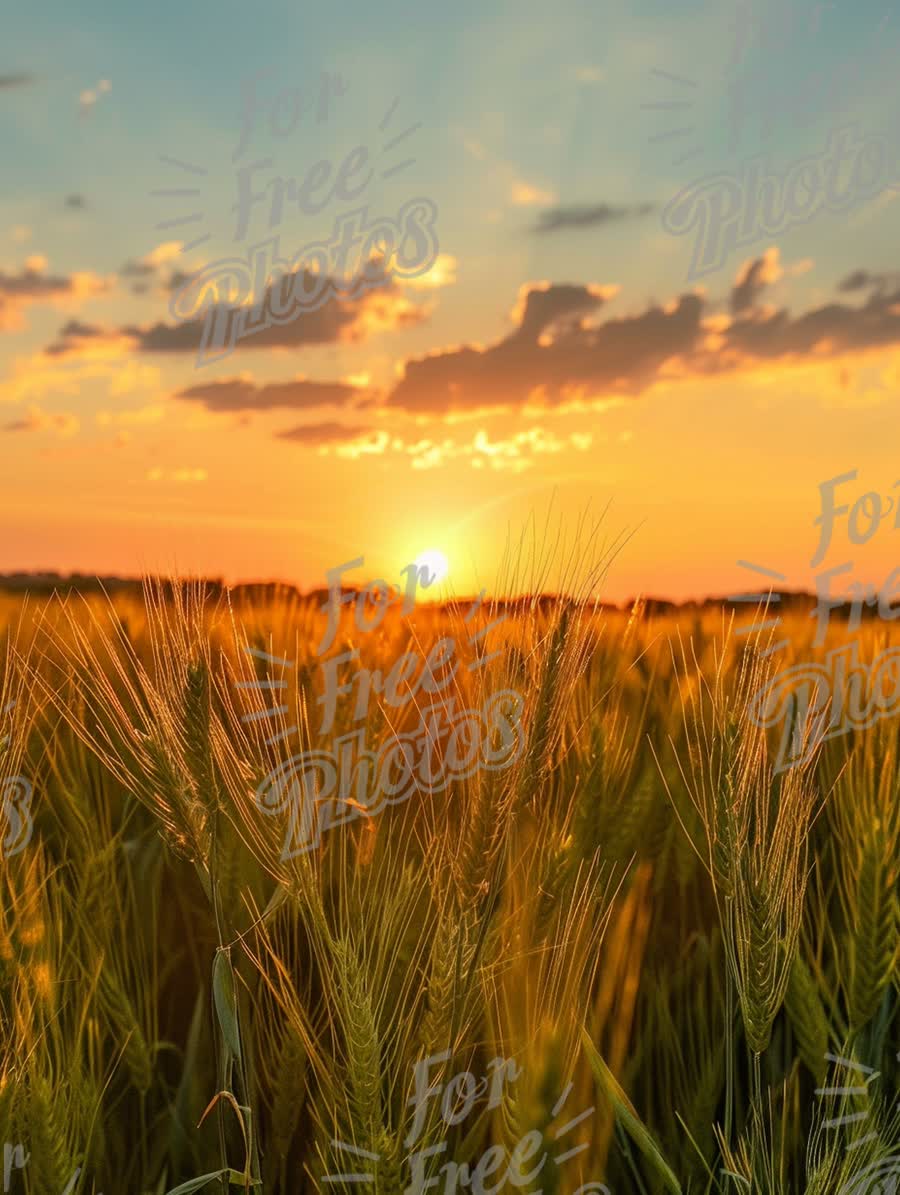 Golden Wheat Field at Sunset: Nature's Serenity and Harvest Beauty