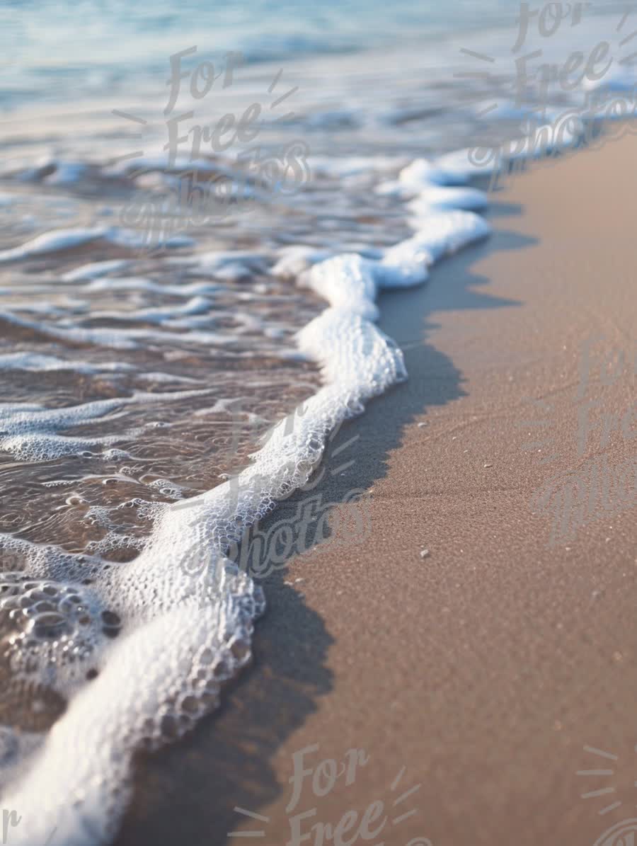 Tranquil Ocean Waves Gently Lapping on Sandy Beach