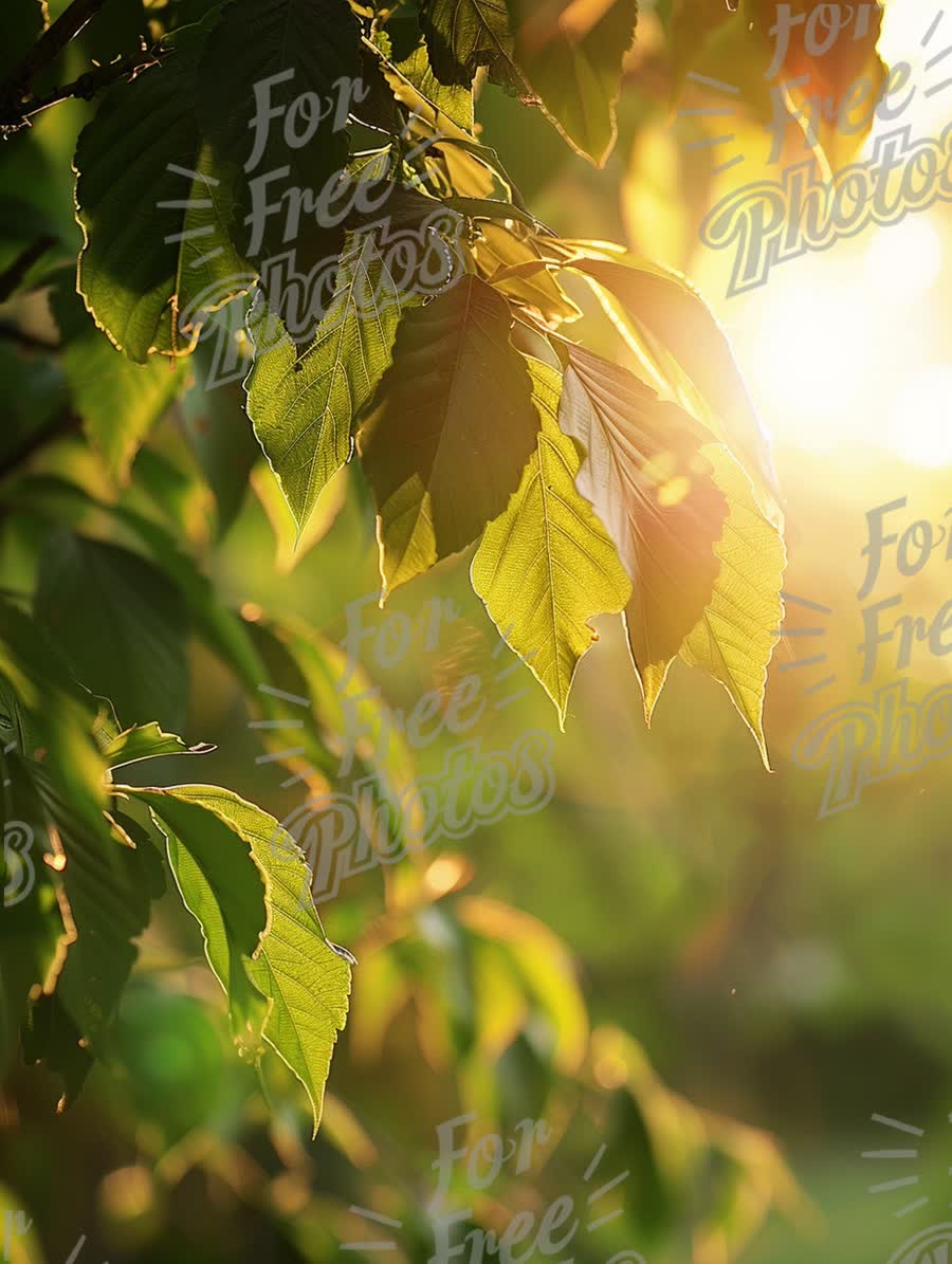 Sunlit Green Leaves in Nature: Freshness and Serenity