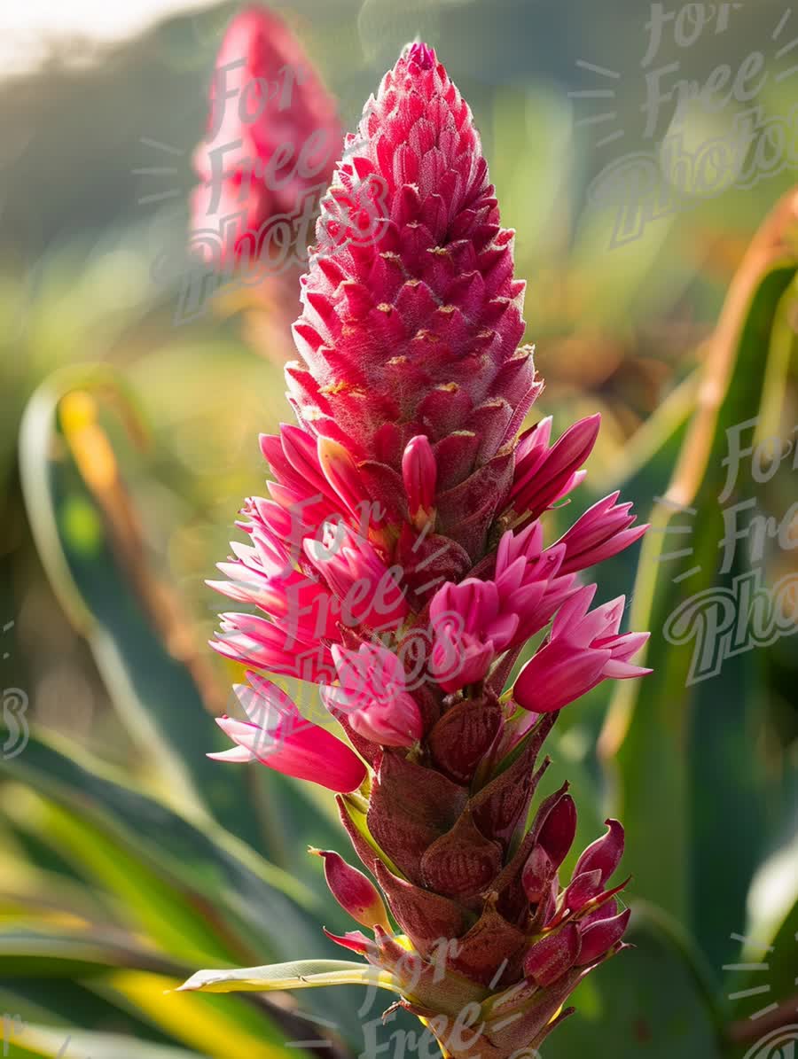 Vibrant Pink Ginger Flower in Bloom - Tropical Botanical Beauty