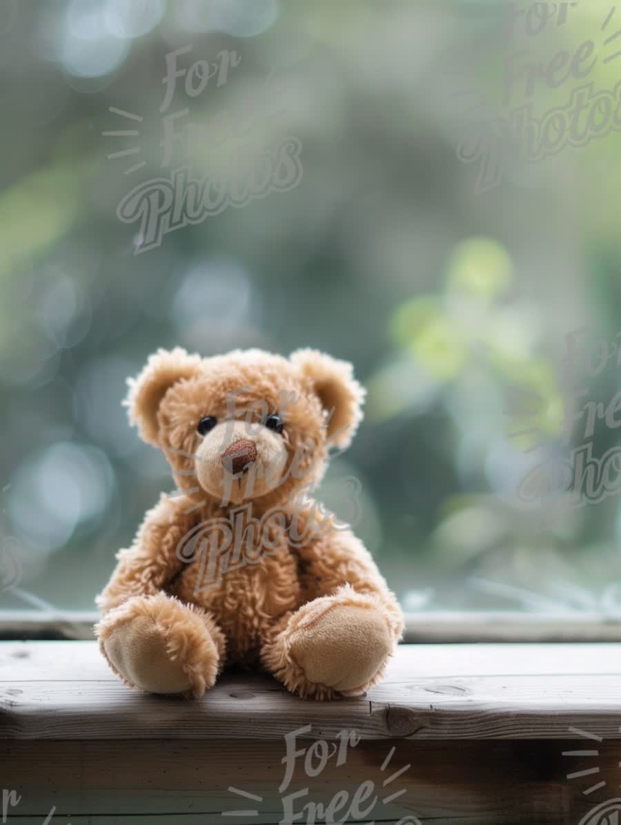 Adorable Teddy Bear on a Window Sill: Childhood Nostalgia and Comfort