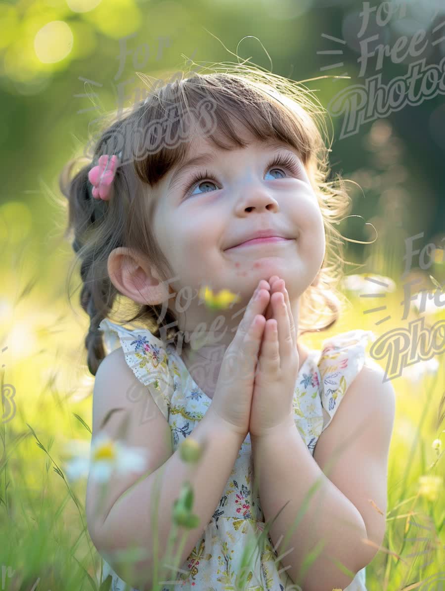 Joyful Child in Nature: Innocence and Wonder in a Sunlit Meadow