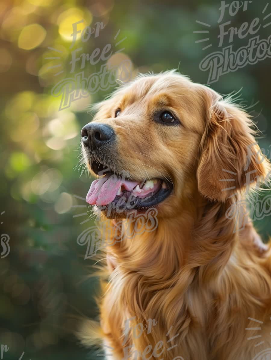 Golden Retriever Portrait with Soft Bokeh Background - Happy Dog Close-Up