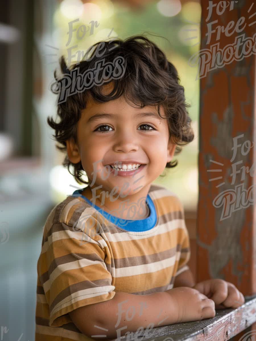 Joyful Child Portrait with Natural Smile in Outdoor Setting