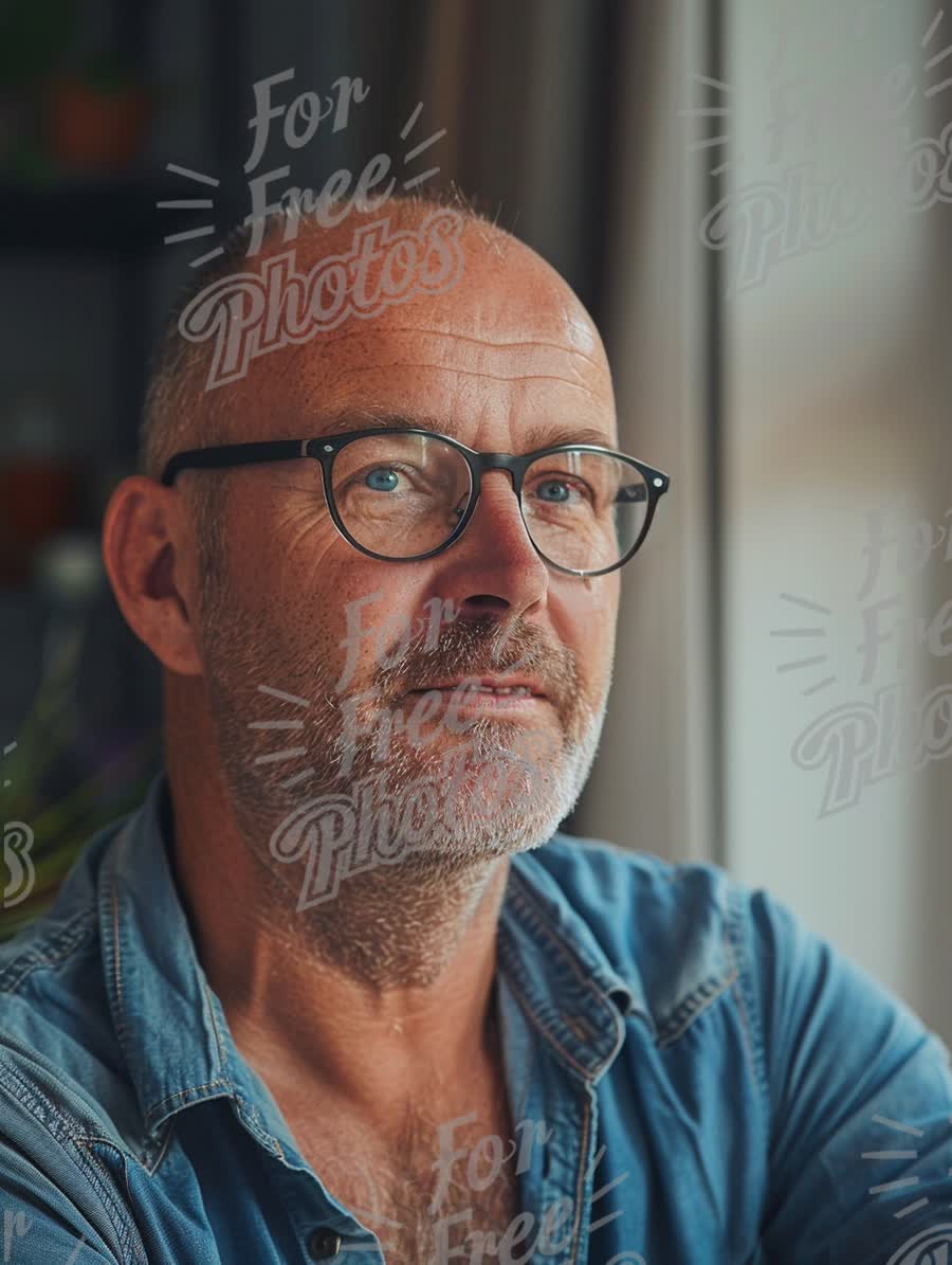 Confident Mature Man with Glasses in Natural Light - Portrait for Lifestyle and Business Themes