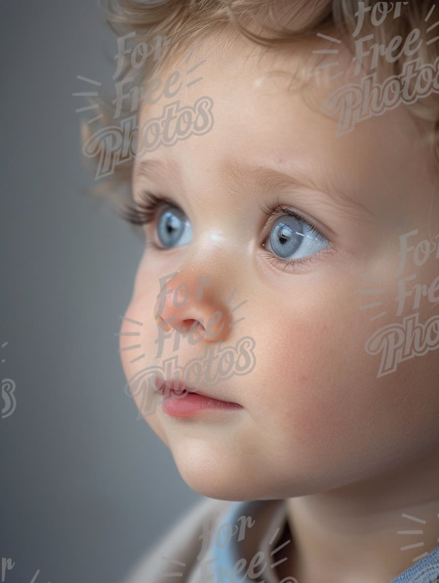 Adorable Child Portrait with Bright Blue Eyes and Curly Hair