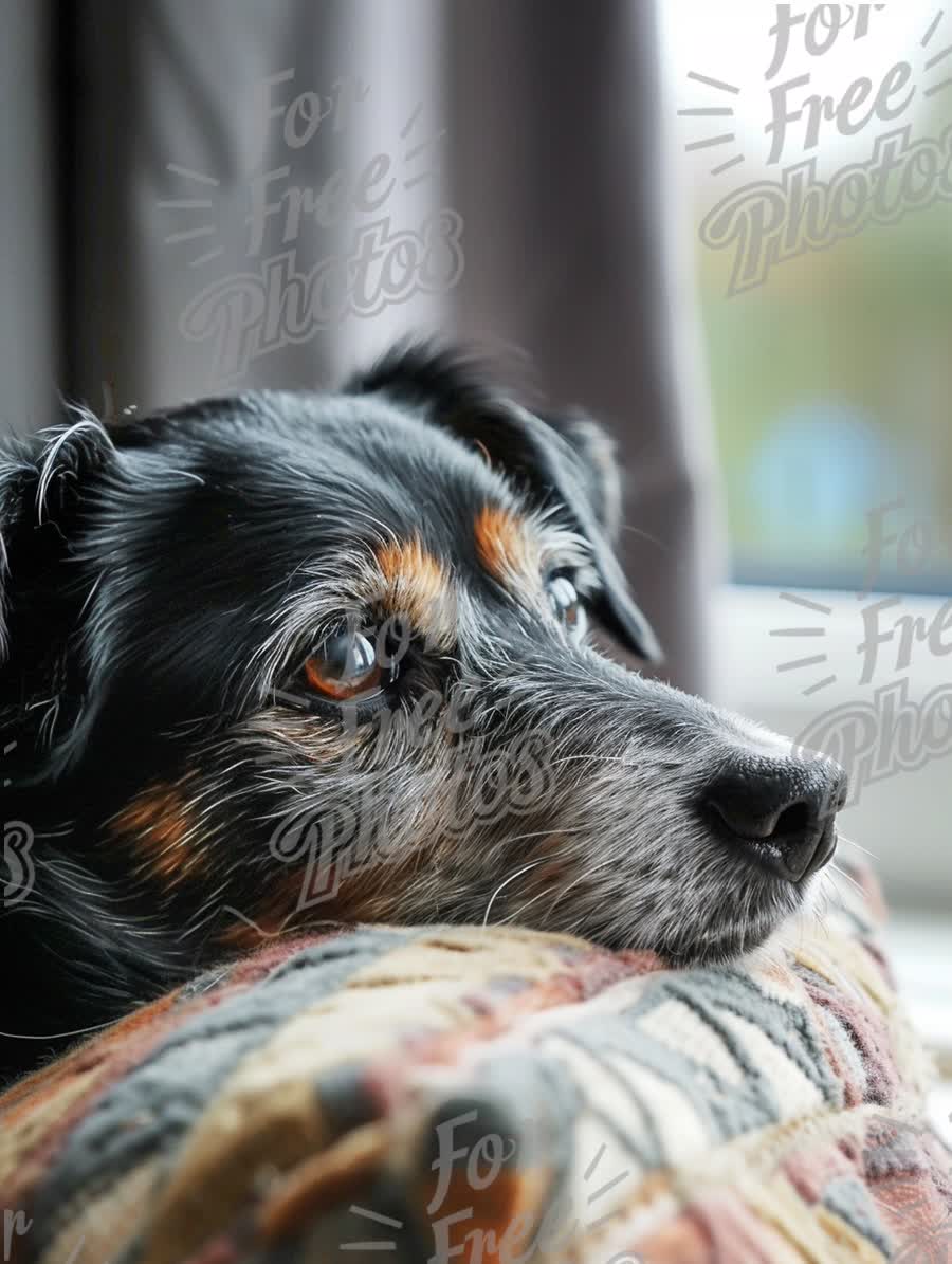 Thoughtful Dog Relaxing by the Window: Cozy Pet Portrait