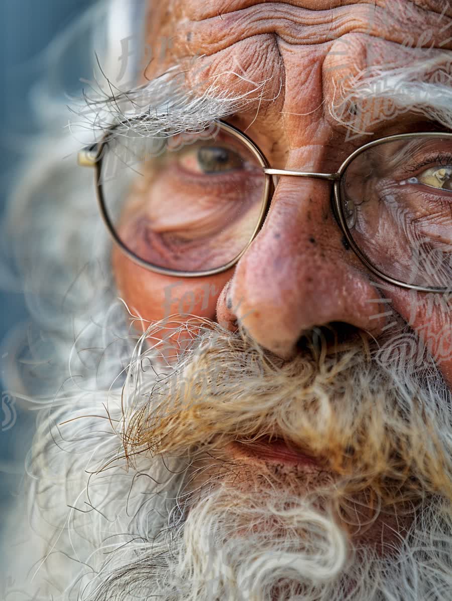 Close-Up Portrait of an Elderly Man with Distinctive Features and Wisdom