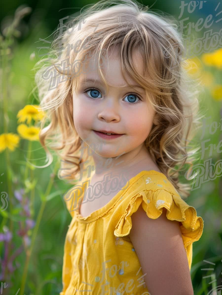 Charming Little Girl in a Sunny Meadow: Childhood Joy and Nature's Beauty