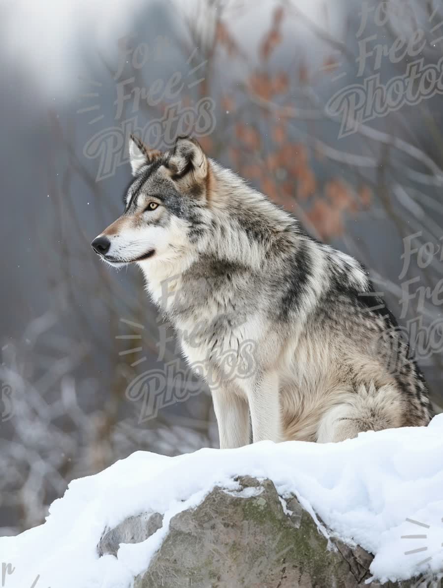 Majestic Wolf in Winter Landscape: Nature's Wild Beauty