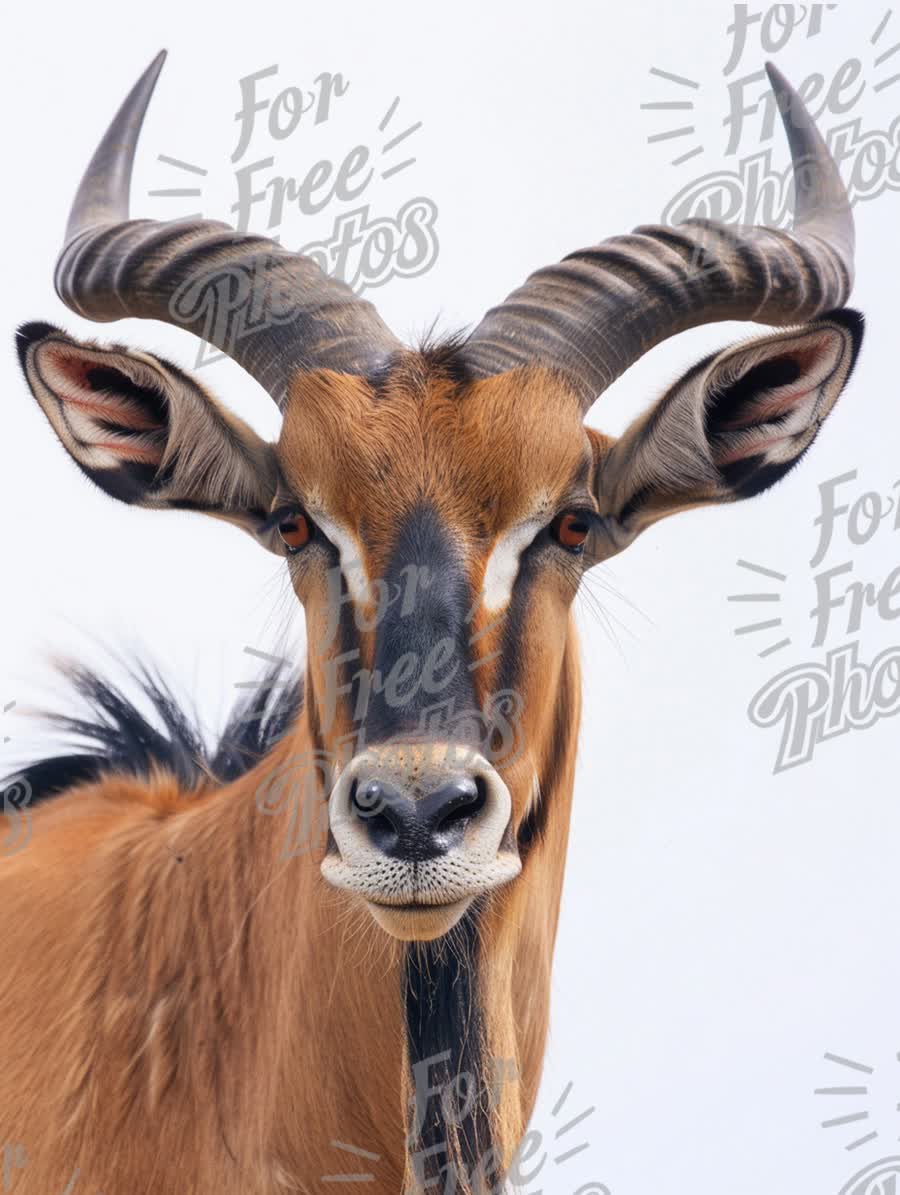 Majestic Antelope Portrait: Close-Up of a Horned Animal Against a White Background