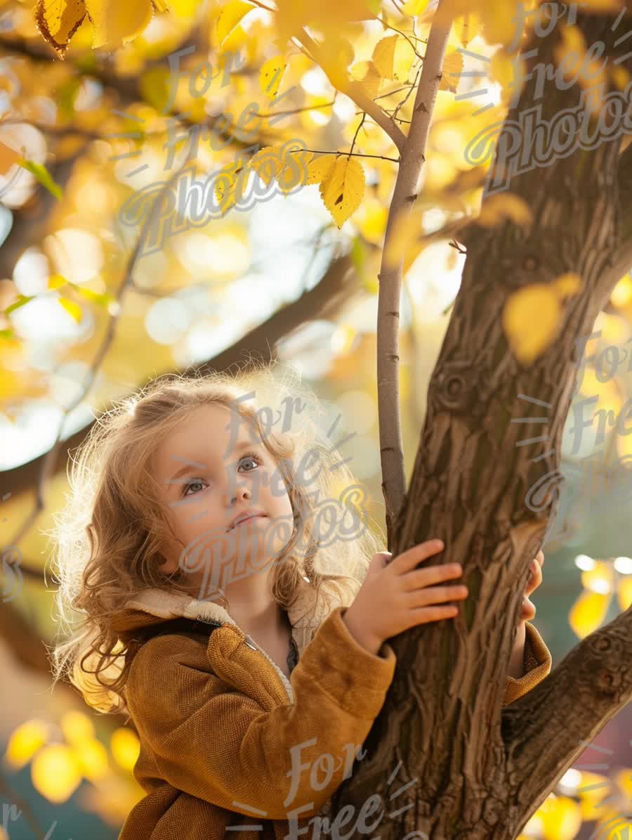 Enchanting Autumn Moments: Child Exploring Nature in Golden Leaves