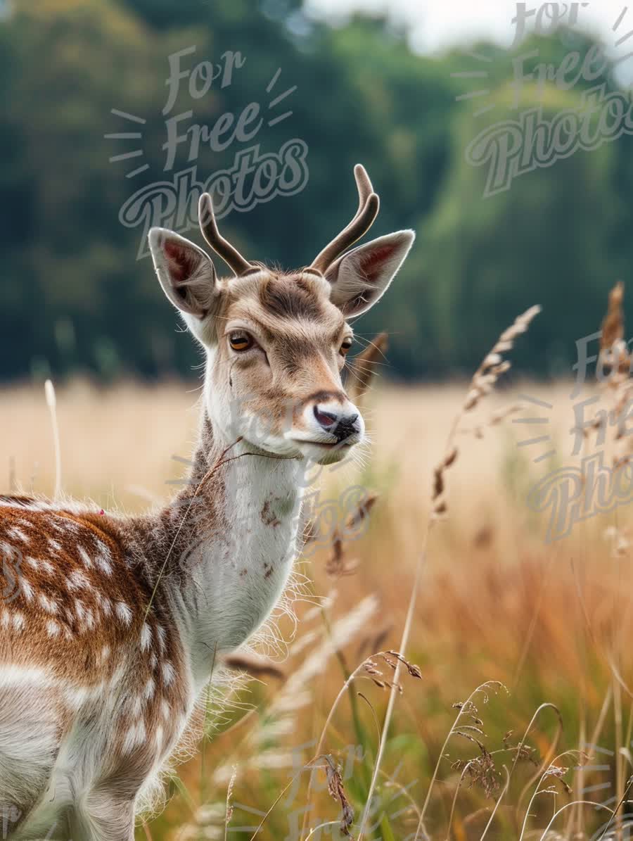 Majestic Fallow Deer in Serene Meadow Landscape