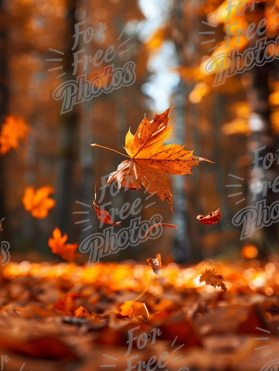 Autumn Leaves Falling in a Vibrant Forest - Nature's Seasonal Beauty