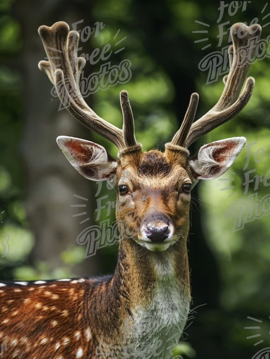 Majestic Fallow Deer Portrait in Lush Green Forest