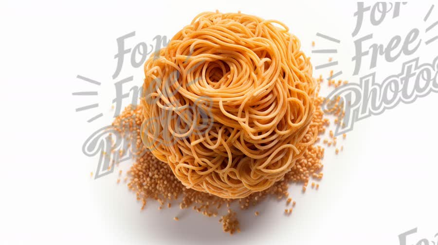 Artistic Presentation of Raw Spaghetti Nest with Grain Background