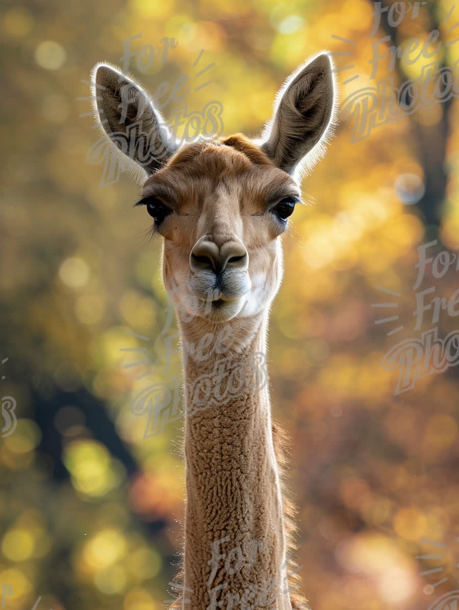 Majestic Giraffe Portrait with Autumn Bokeh Background