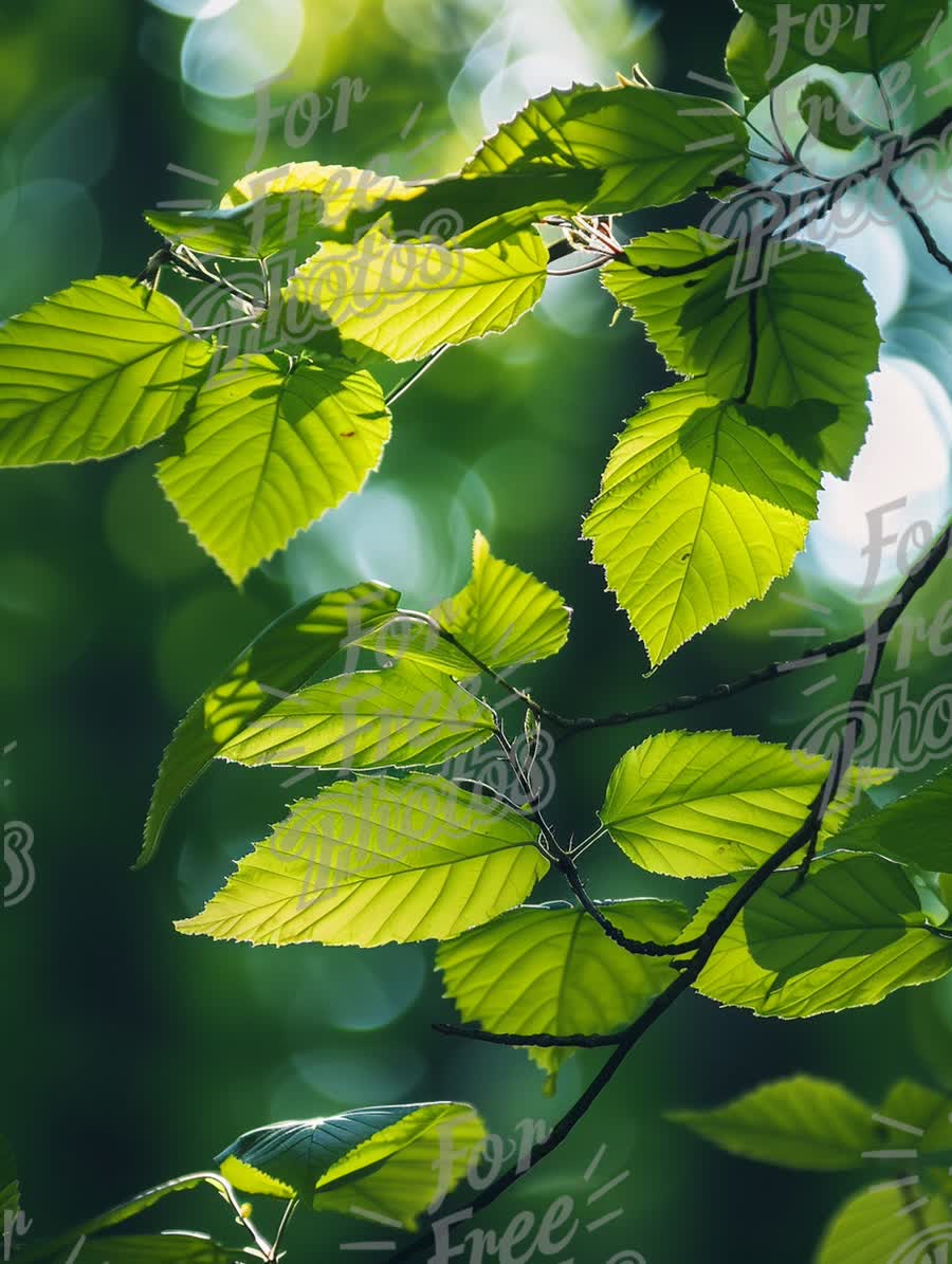 Vibrant Green Leaves in Sunlight - Nature Background for Wellness and Eco-Friendly Themes