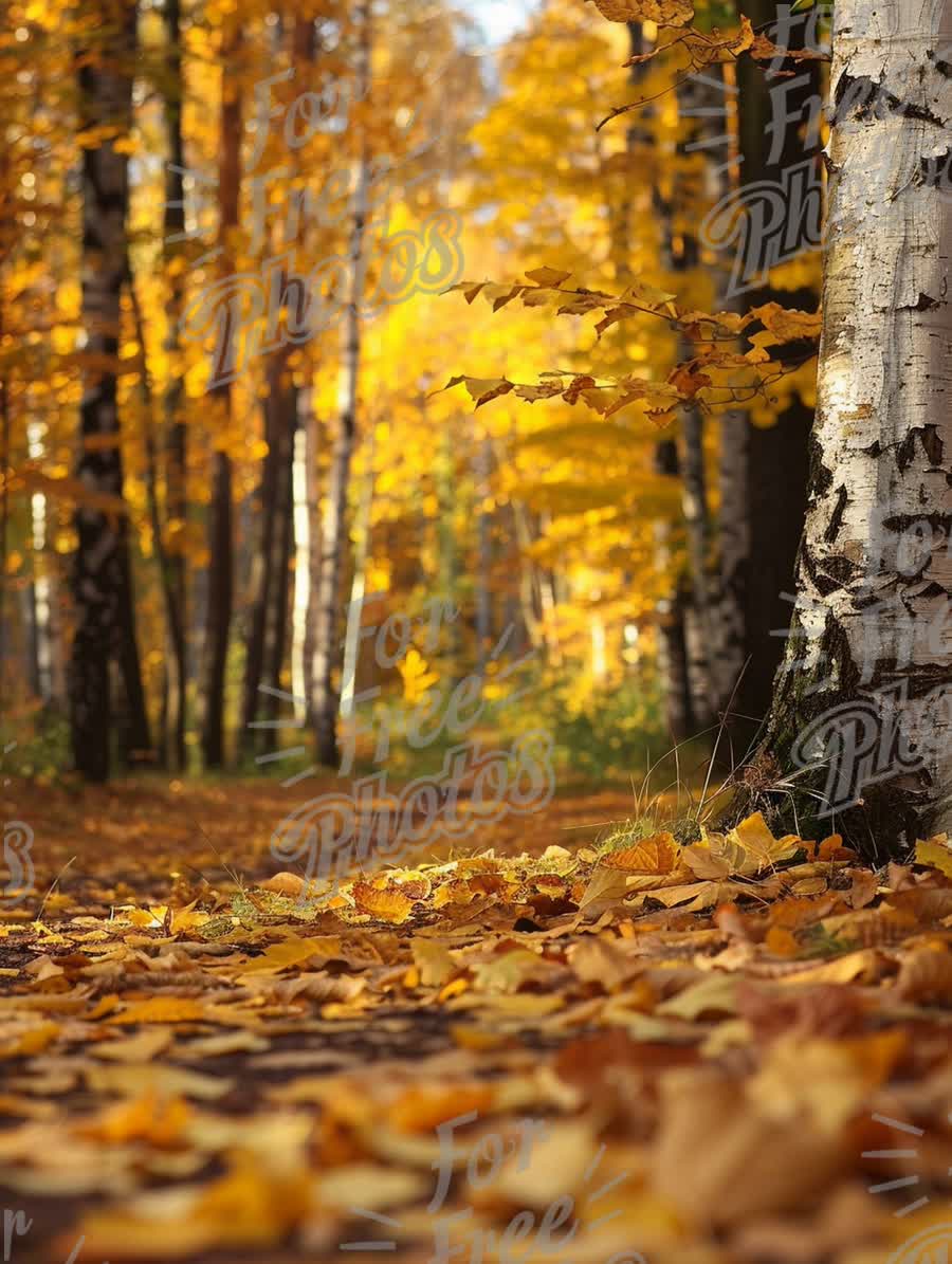 Autumn Forest Pathway: Vibrant Fall Foliage and Tranquil Nature Scene