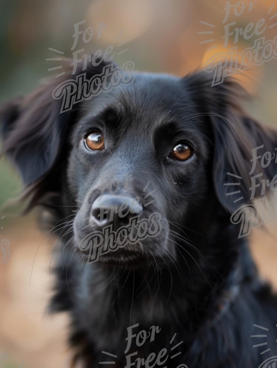 Adorable Black Dog Portrait with Expressive Eyes in Nature