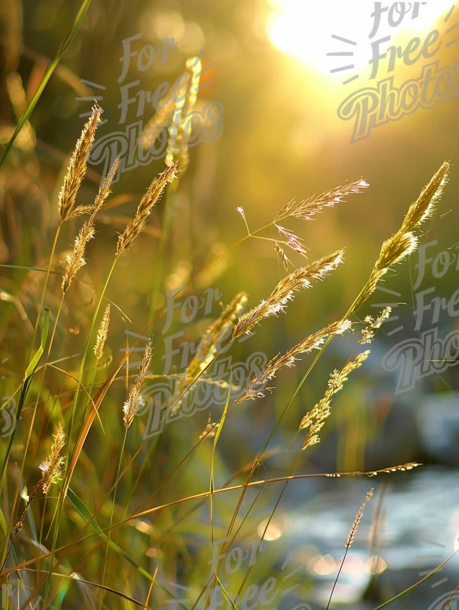 Golden Hour Serenity: Nature's Tranquil Grass Landscape