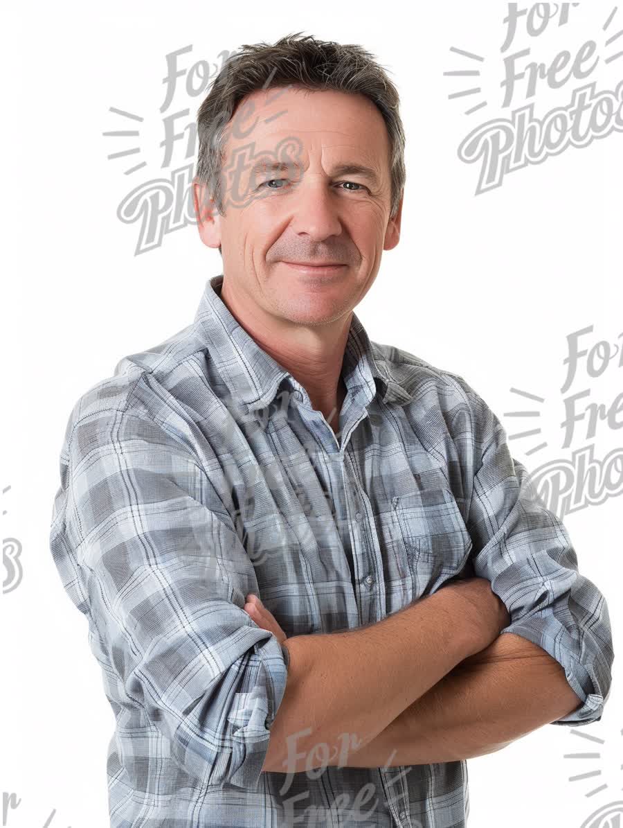 Confident Middle-Aged Man in Casual Attire with Arms Crossed - Professional Portrait for Business an