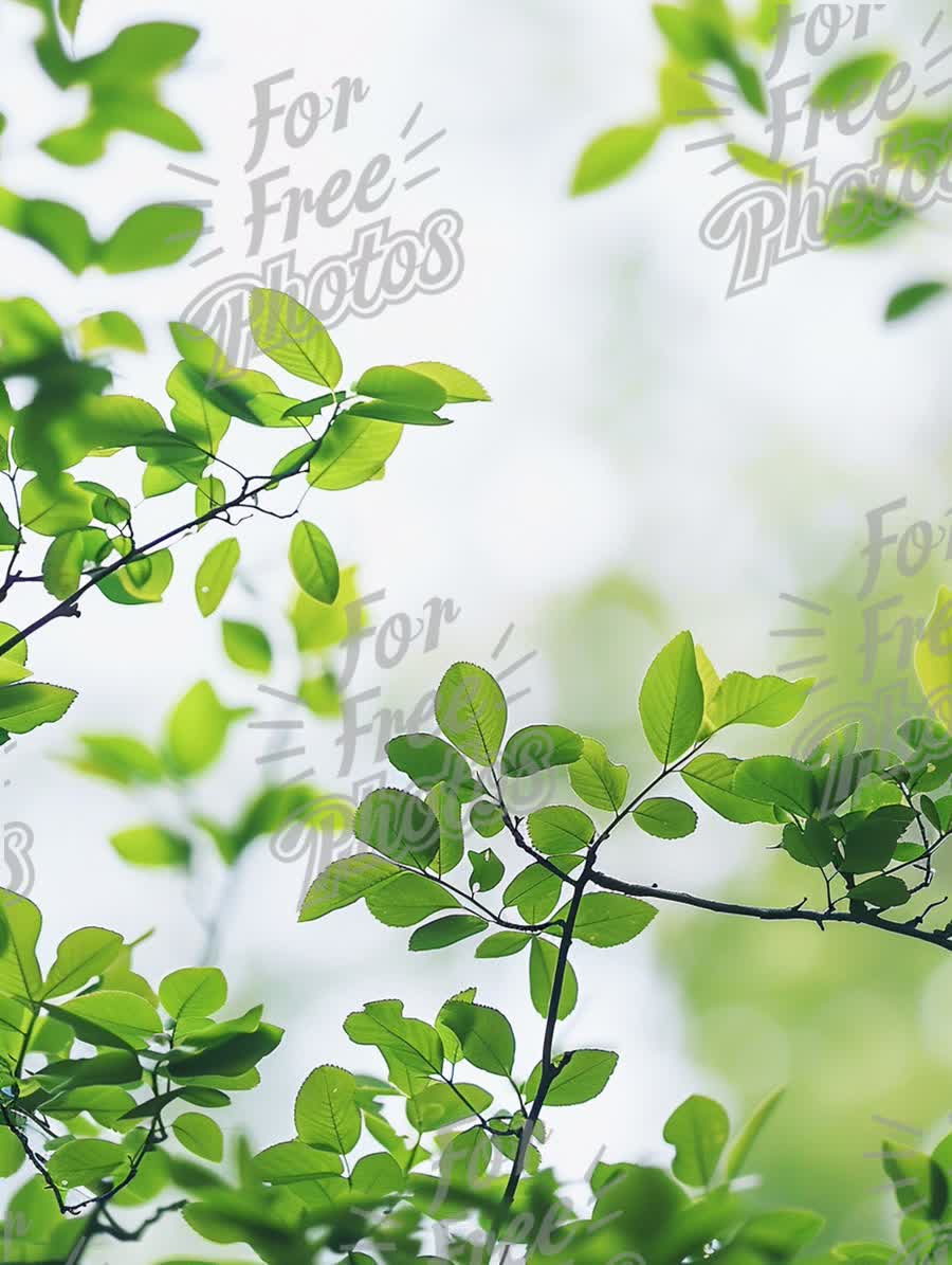 Fresh Green Leaves in Soft Natural Light - Nature Background