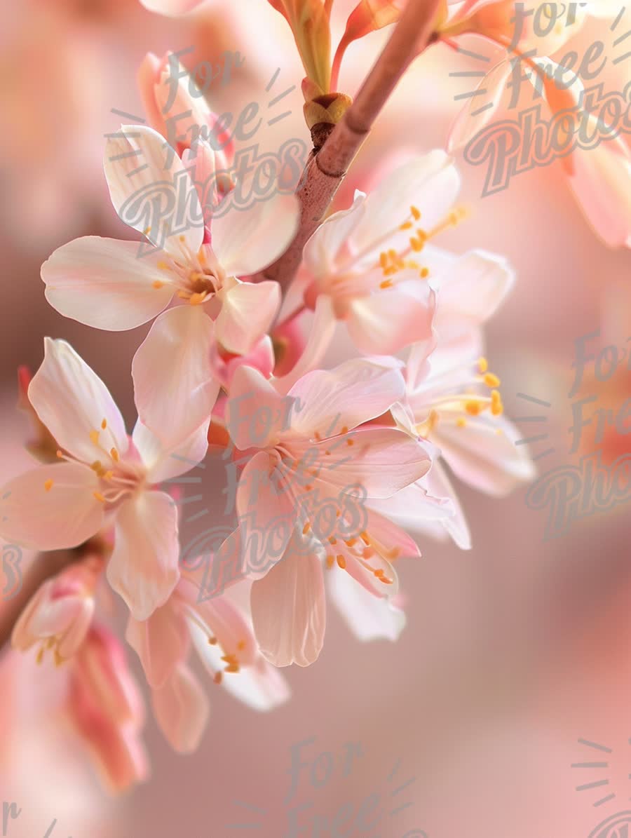 Delicate Pink Cherry Blossom Flowers in Soft Focus - Springtime Beauty