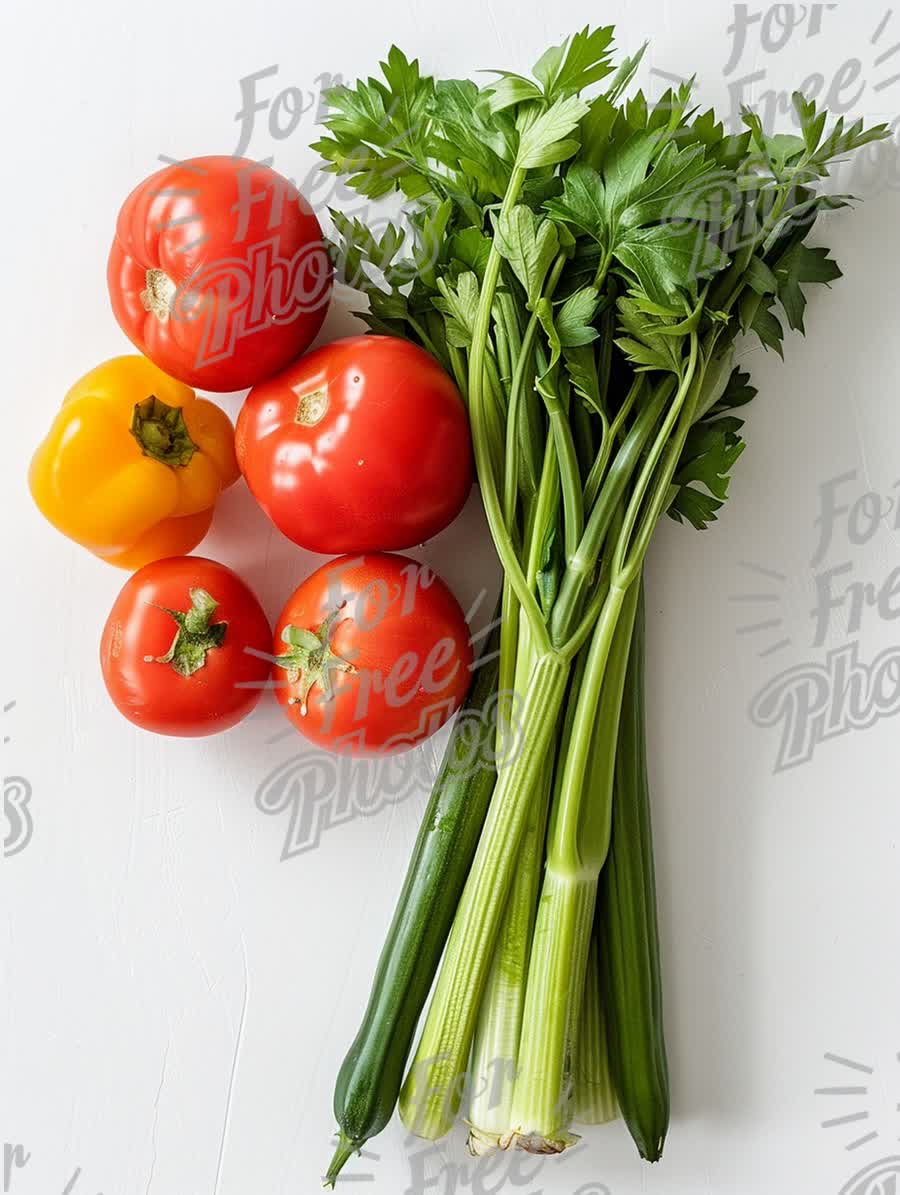 Fresh Organic Vegetables: Tomatoes, Bell Peppers, and Celery for Healthy Cooking