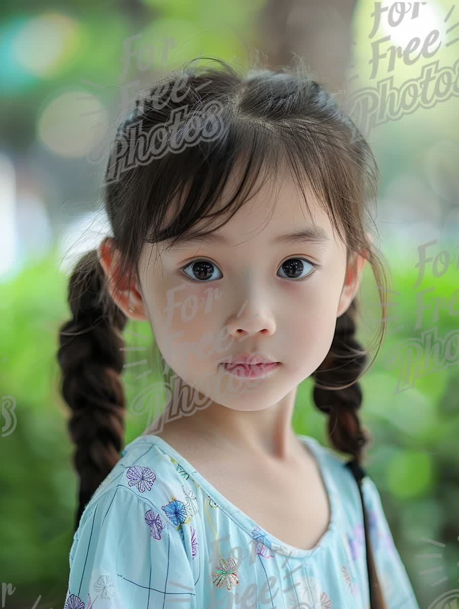 Charming Young Girl with Braids in Nature - Innocence and Childhood Portrait