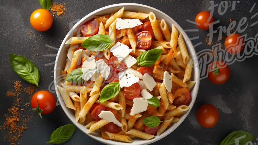 Delicious Penne Pasta with Cherry Tomatoes and Fresh Basil - Italian Cuisine