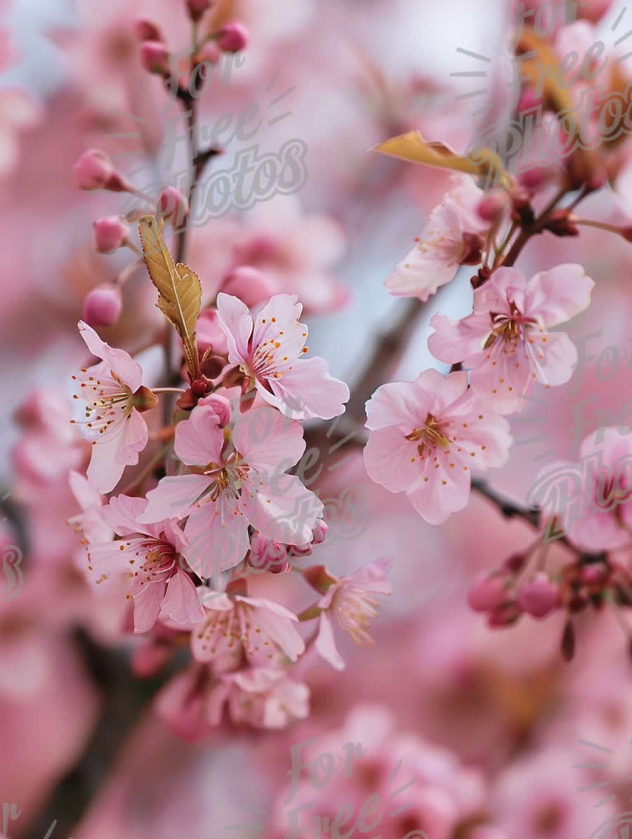 Delicate Cherry Blossom Branch in Full Bloom - Spring Floral Beauty