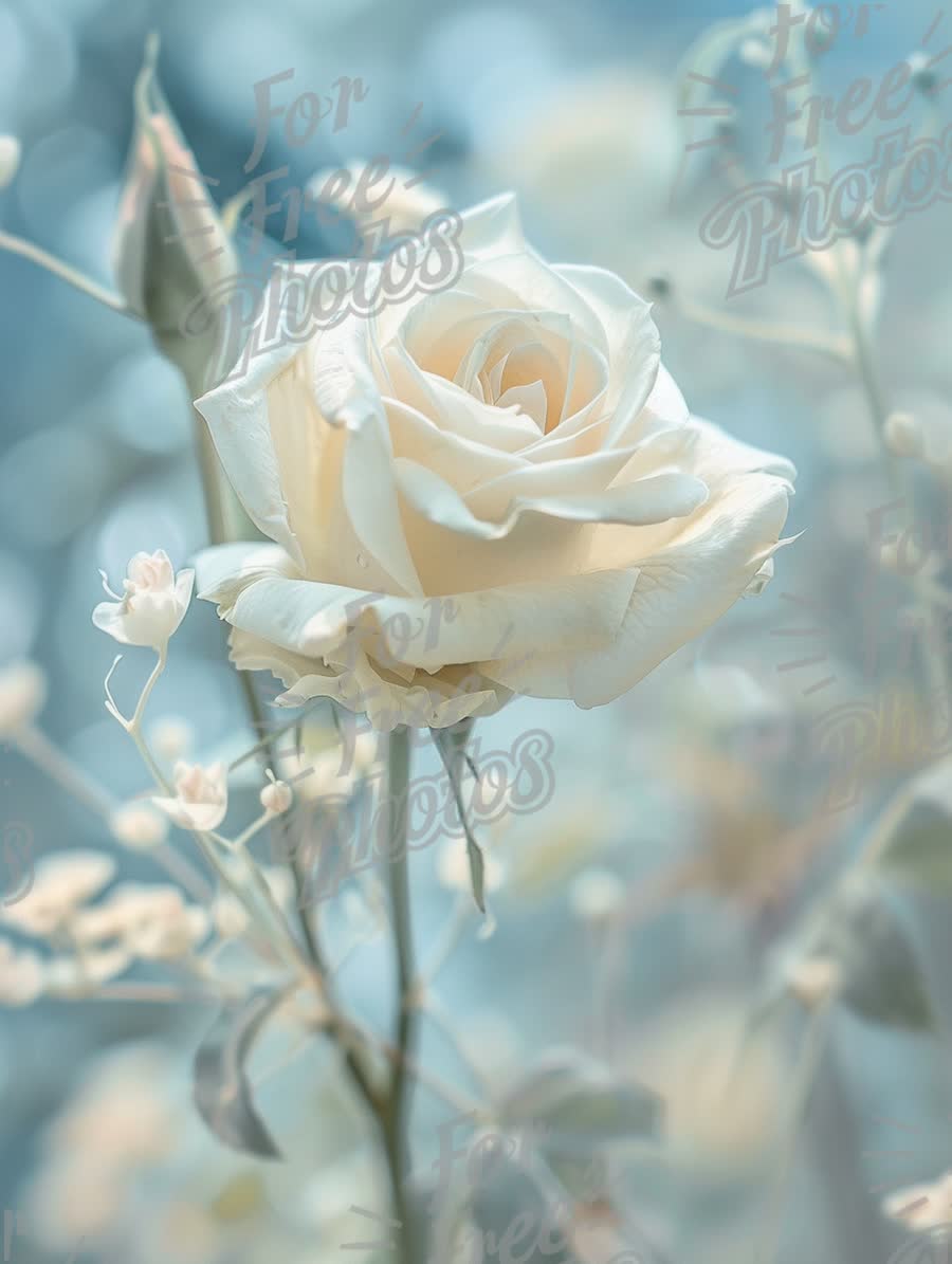 Delicate White Rose with Soft Floral Background - Elegant Nature Photography