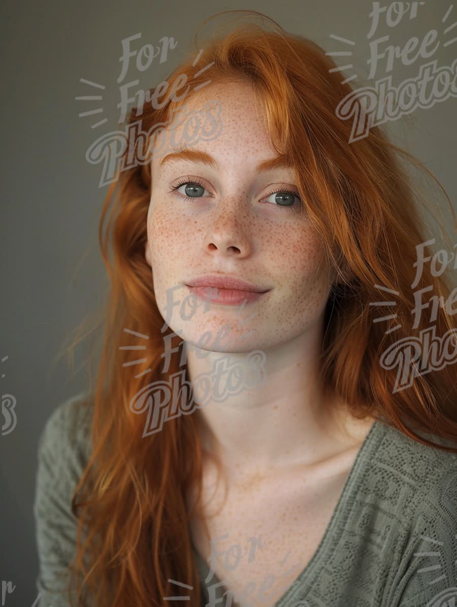 Natural Beauty: Portrait of a Freckled Redhead with Radiant Skin