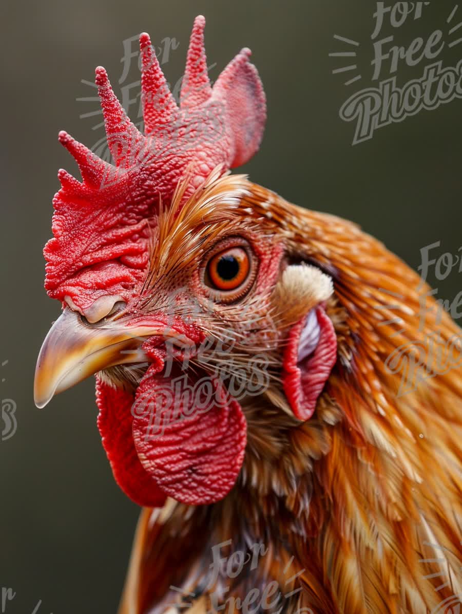 Close-Up of a Majestic Rooster with Vibrant Feathers and Striking Features