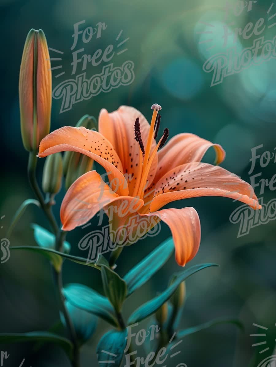 Beautiful Orange Lily Bloom with Soft Bokeh Background - Nature Photography