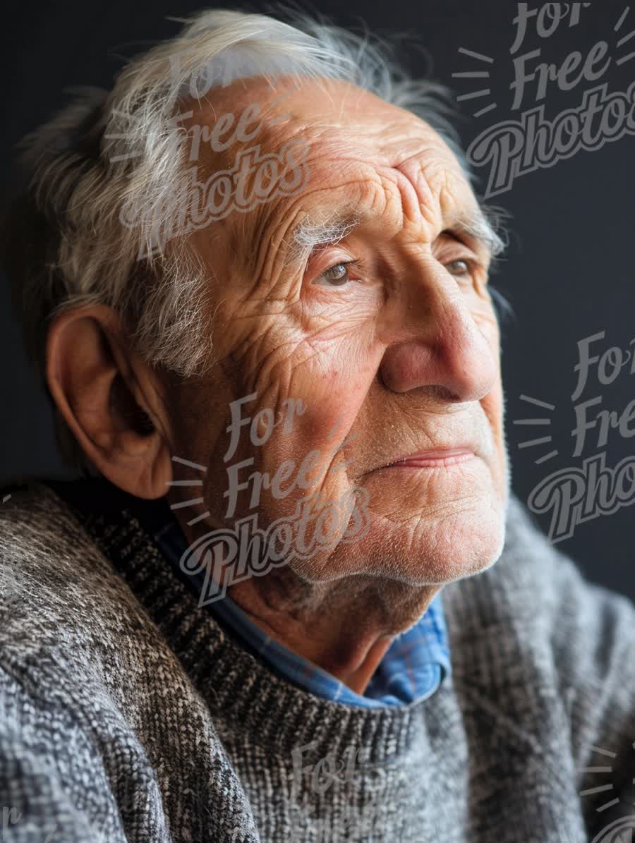 Reflective Elderly Man in Thoughtful Pose - Wisdom and Experience