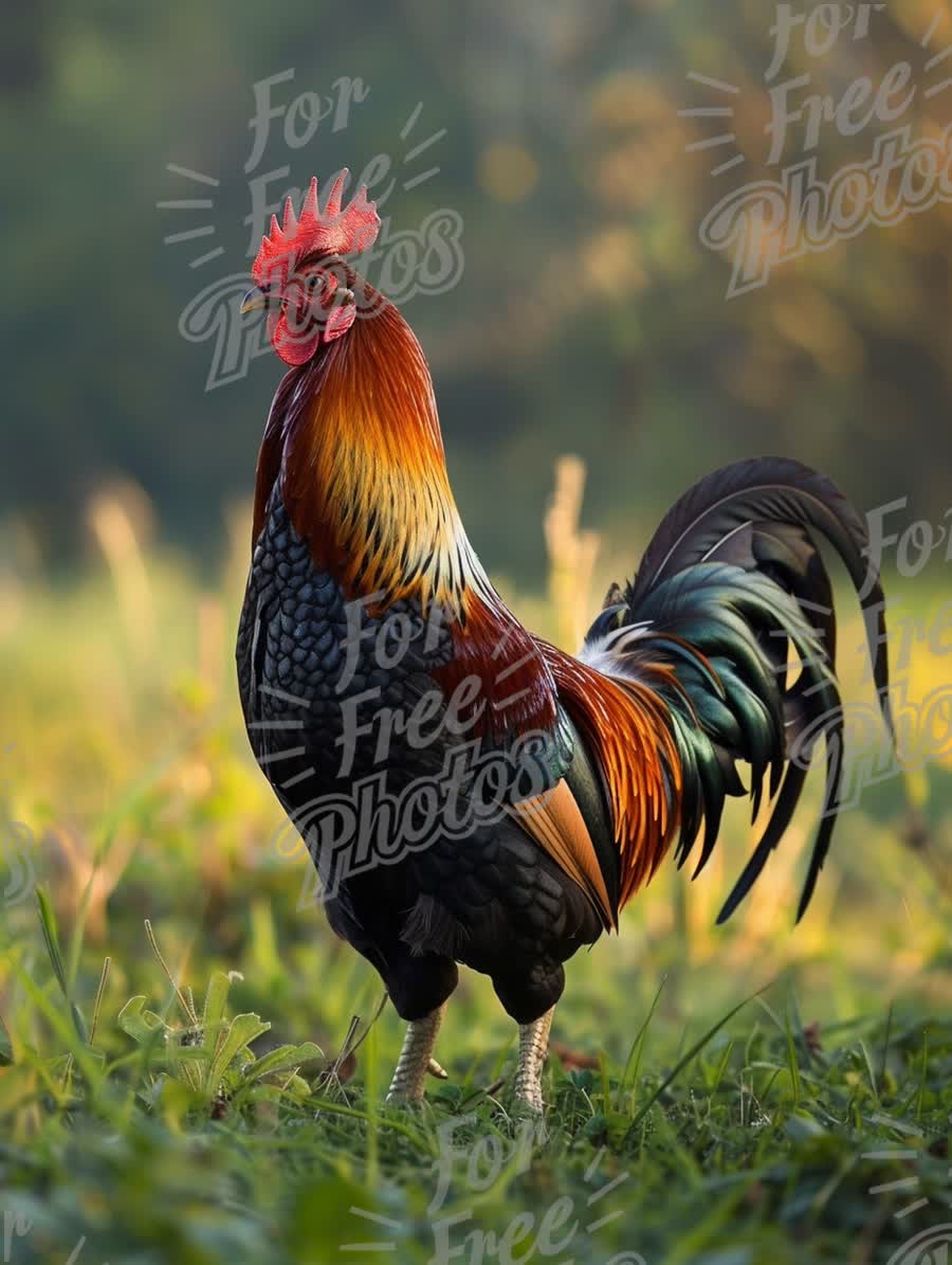 Vibrant Rooster in Natural Setting: Colorful Poultry Portrait for Farm and Nature Themes