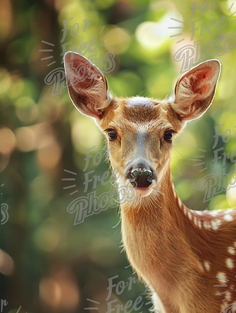 Majestic Young Deer Portrait in Nature with Soft Bokeh Background