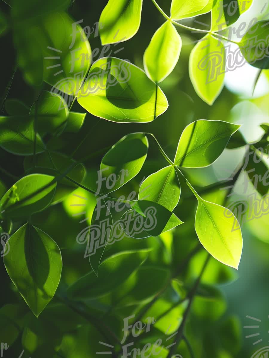 Vibrant Green Leaves in Natural Light - Freshness and Nature Background