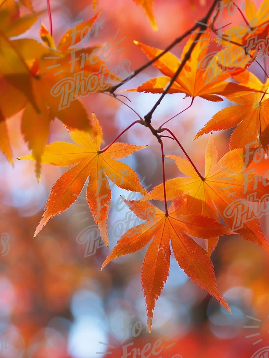 Vibrant Autumn Leaves: Colorful Maple Foliage in Fall