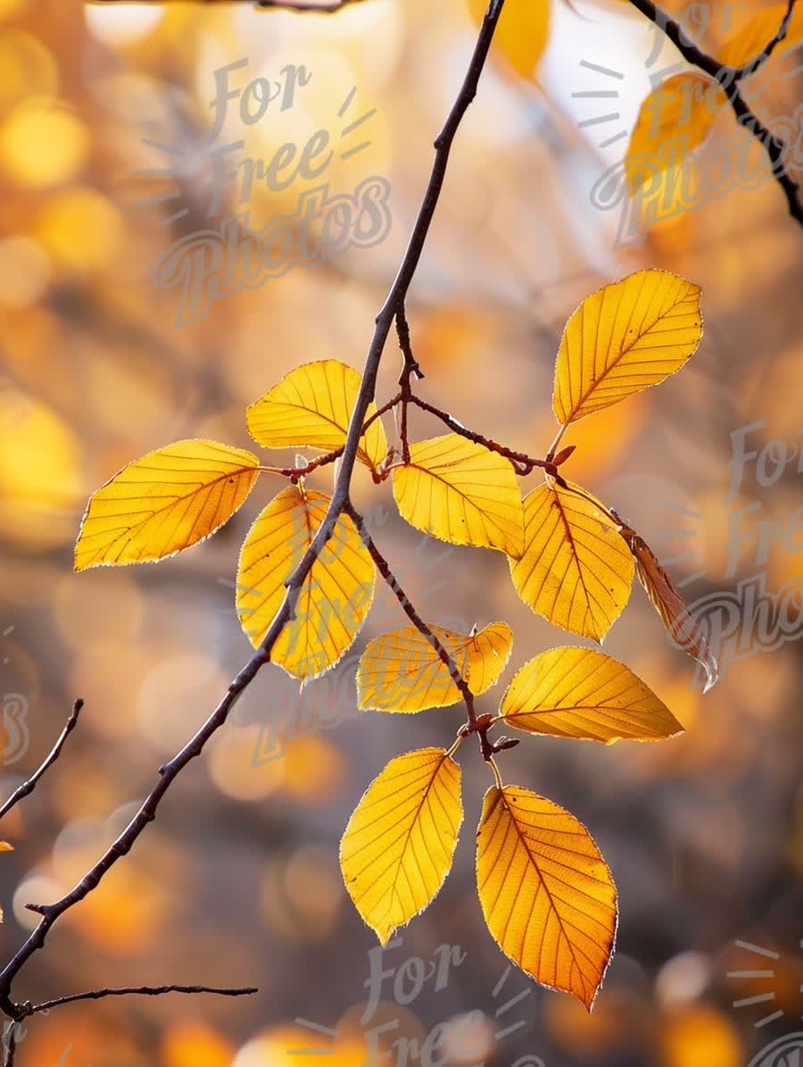 Golden Autumn Leaves with Soft Bokeh Background