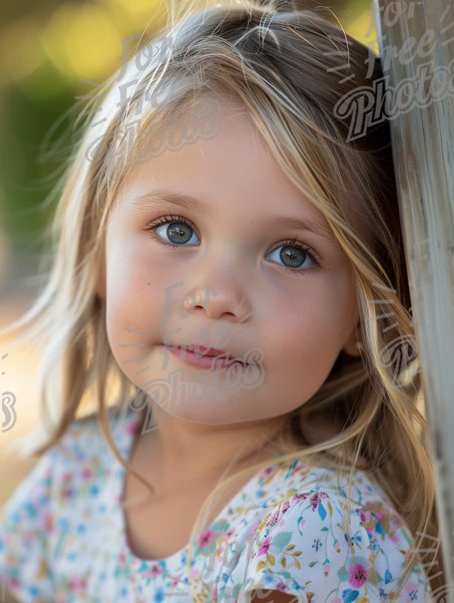 Charming Portrait of a Young Girl with Bright Blue Eyes and Natural Light