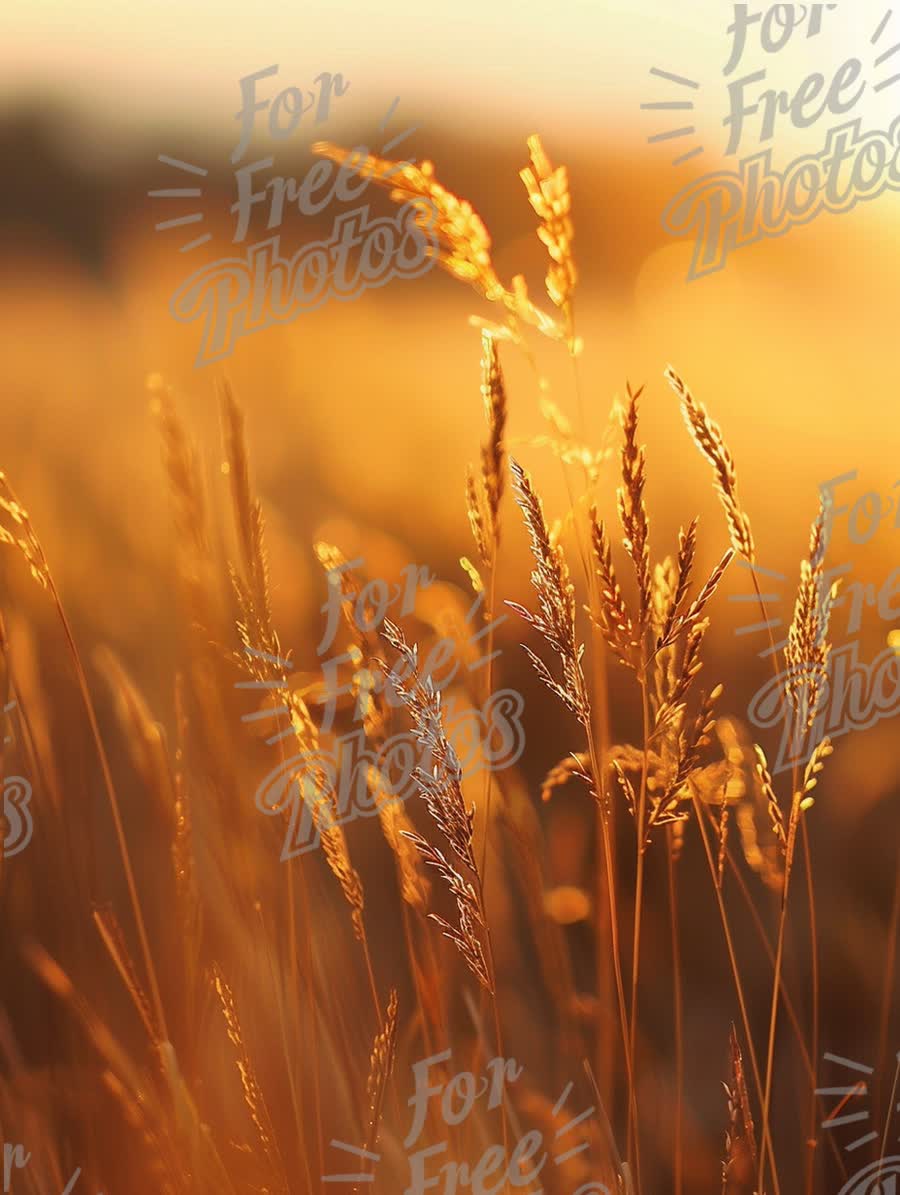 Golden Sunset Over Wheat Field: Nature's Serenity and Warmth