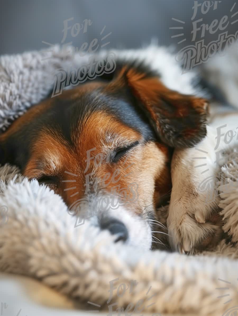 Cozy Sleeping Dog Wrapped in Blanket - Adorable Pet Comfort and Relaxation