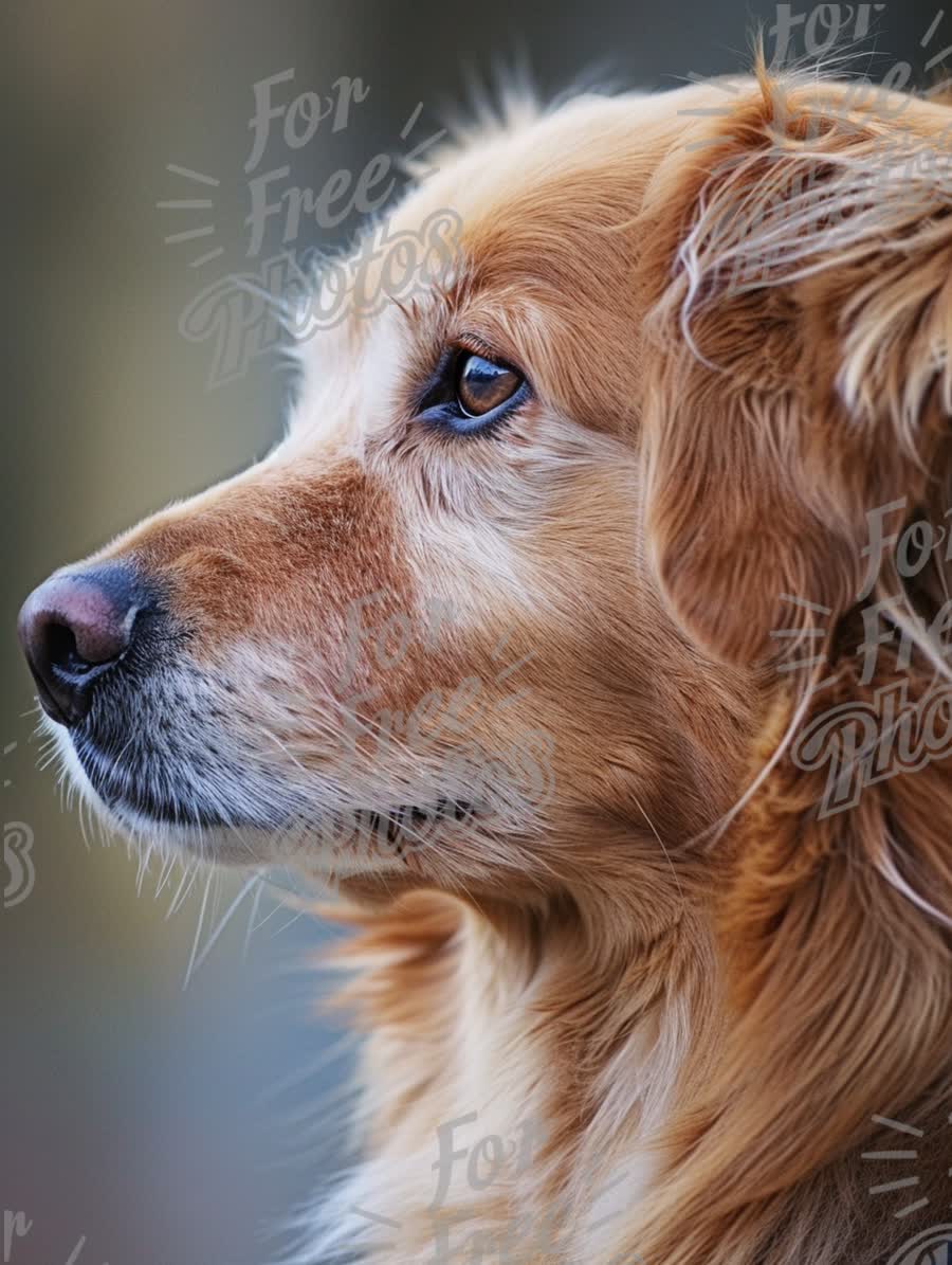 Close-Up Profile of a Golden Retriever with Soft Focus Background