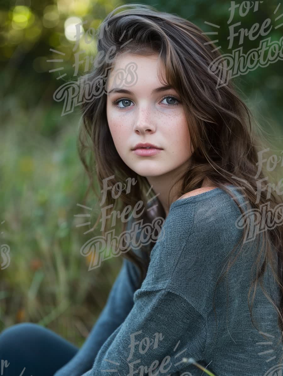 Natural Beauty Portrait of a Young Woman in Nature