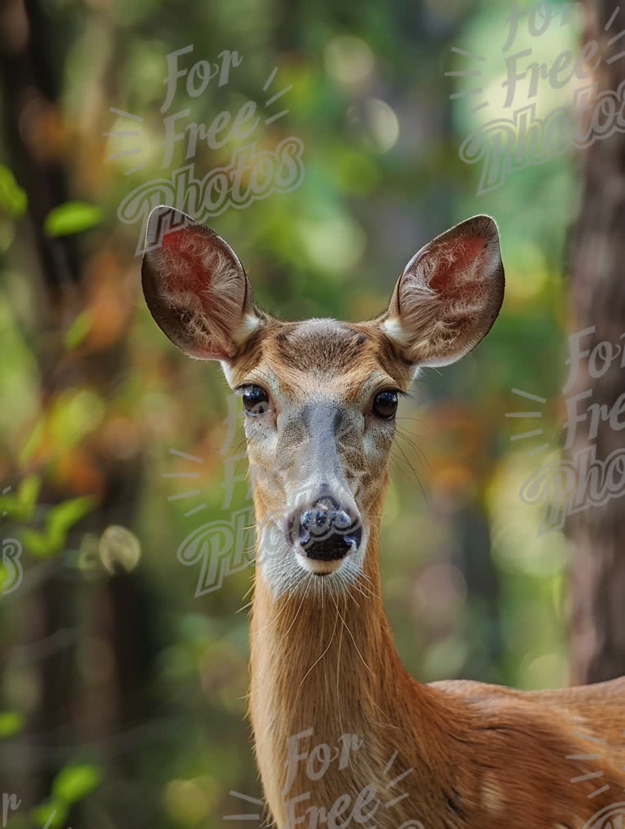 Majestic Whitetail Deer Portrait in Natural Forest Setting