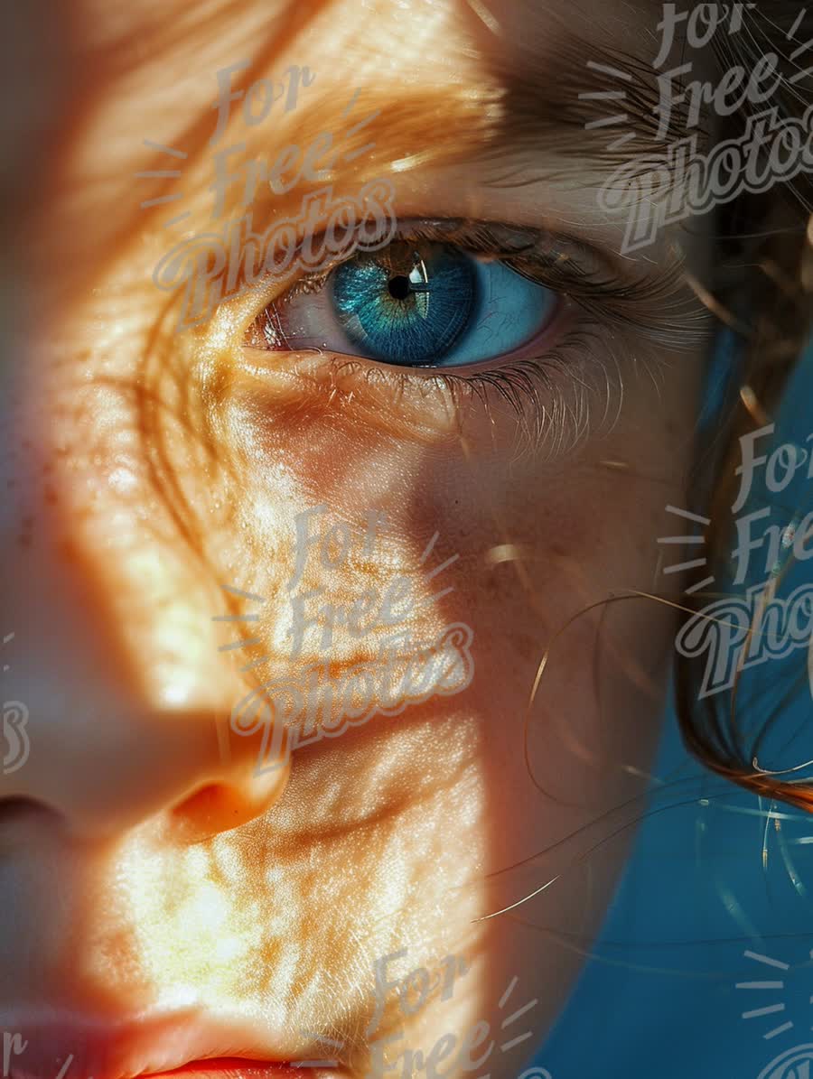 Captivating Close-Up of a Child's Blue Eye with Intriguing Shadow Patterns