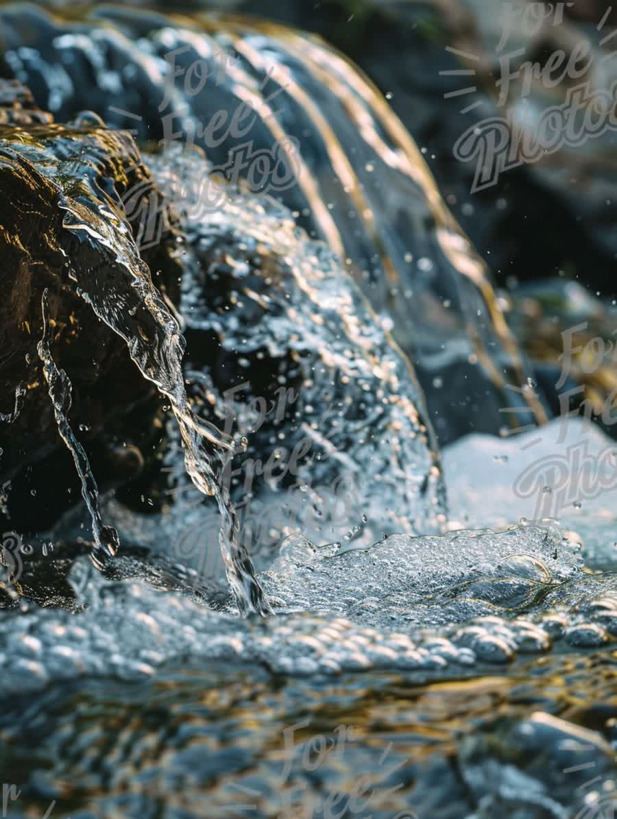 Tranquil Waterfall Close-Up: Nature's Serenity and Refreshing Flow